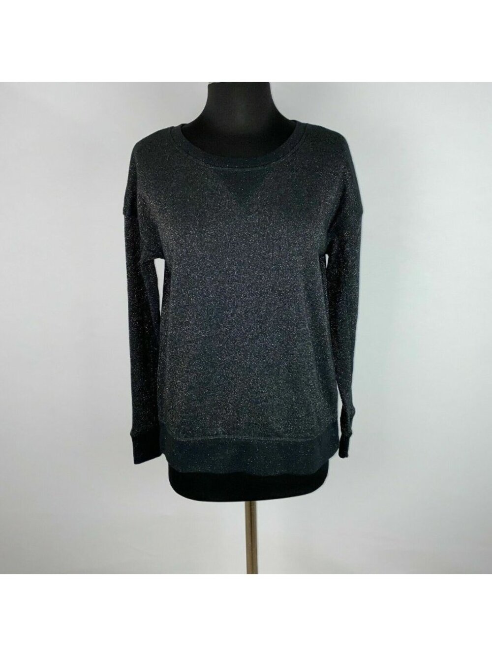 American Eagle Outfitters Sweatshirt Womens S Black Metallic Sparkle Slit Sides